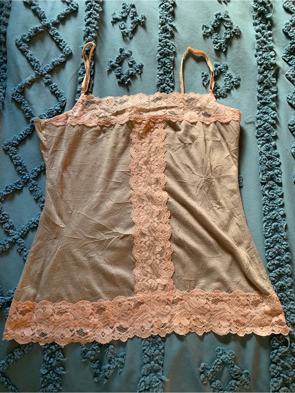 Lily White Peach Lace-Trim Camisole Tank Top